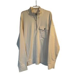 NWT Old Navy Men's Cream Color Long Sleeve Pullover 1/4 Zip Pocket Size XXL